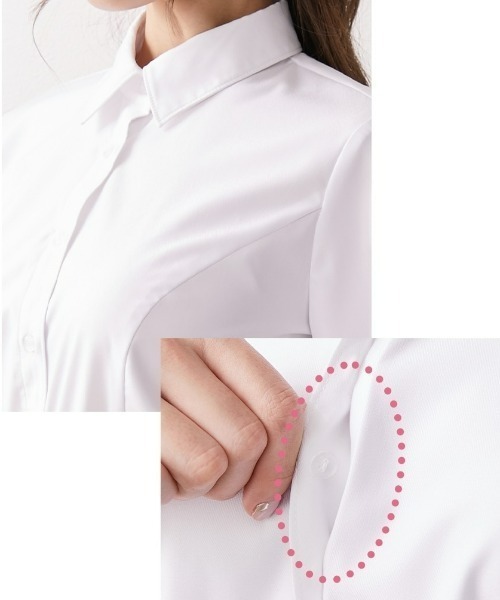 フォーマル ブラウス シャツ 「大きい胸専用」ボタンがきちんと閉まる　7分袖シャツ（事務服・制服・白シャツ) レディース | Nissen glamor | 15