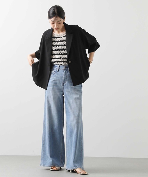 【美品】CLOCHE ブラック テーラードジャケット 透け感あり cloche ジャケット テーラードジャケット クールグログラン