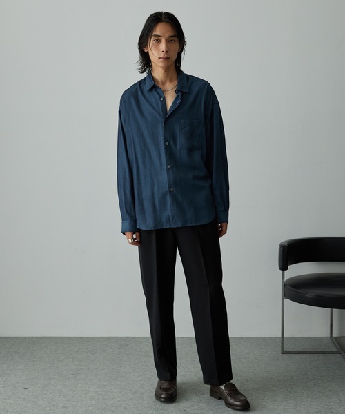 【ブルーグレー】【セットアップ対応】TRストレッチ ツイル ストレートパンツ セットアップ対応】TRストレッチツイル スーツ地 Vネックカーディガン