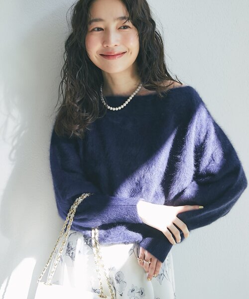 最終値La boutique BonBonヘアリーウールカシミヤ混スリットニット 最終値La boutique BonBonヘアリーウールカシミヤ混スリットニット La