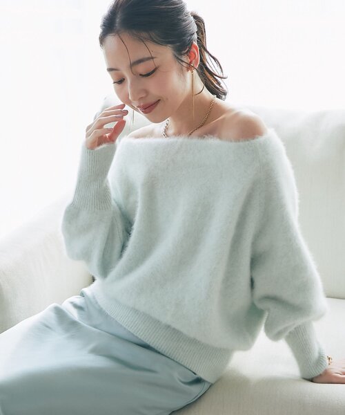 最終値La boutique BonBonヘアリーウールカシミヤ混スリットニット 最終値La boutique BonBonヘアリーウールカシミヤ混スリットニット La