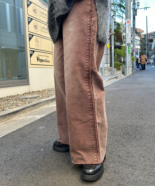 [Kastane] обработка Denim брюки 0 Brown женский 