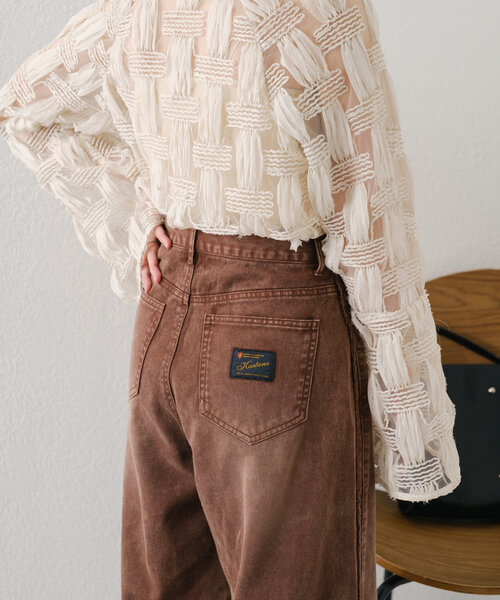 [Kastane] обработка Denim брюки 0 Brown женский 