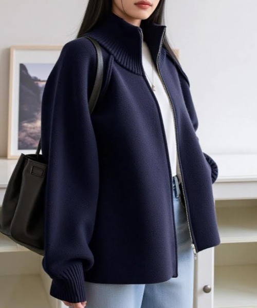 cammie ニット セーター ハイネックジップカーディガン レディース