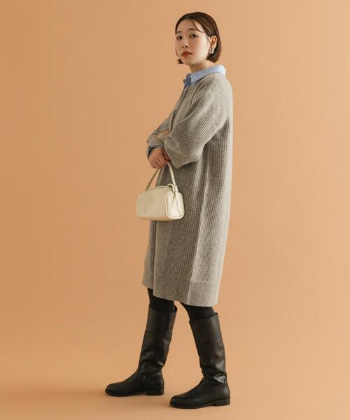 ワンピース F by ROSSO ハミルトン片畦ハーフZIPミニワンピース