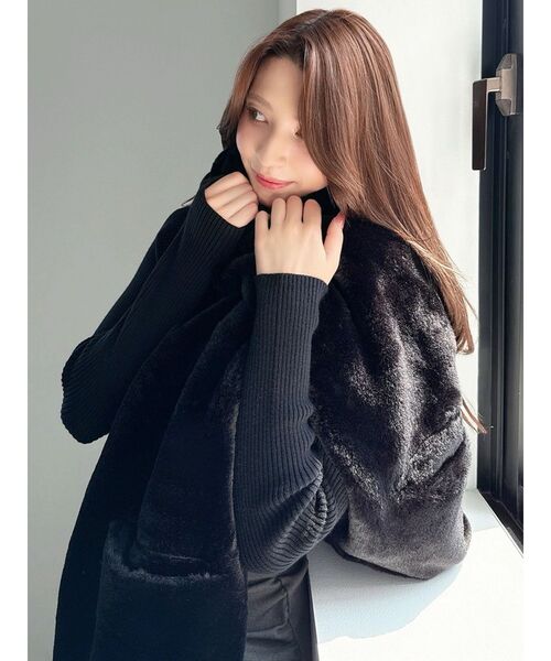 【新品未使用】ファーマフラー⭐︎ブラック RESEXXY（リゼクシー） マフラー ストール フェイクファーマフラー