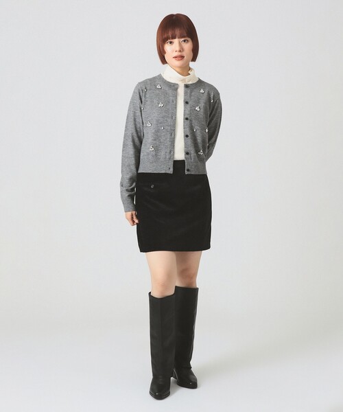 Ray BEAMS（レイ ビームス） カーディガン ビジュー クルーネック