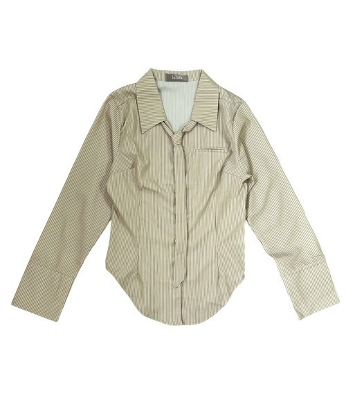 ブラウス シャツ ネクタイ付き ストライプシャツ/韓国 長袖シャツ レディース | lulufa | 16