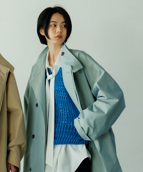 ADAM ET ROPE'（アダムエロペ） ステンカラーコート S サックスブルー