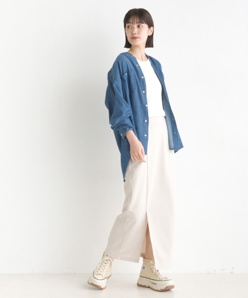 「OMNES」 長袖ブラウス X-LARGE インディゴブルー レディース_画像4