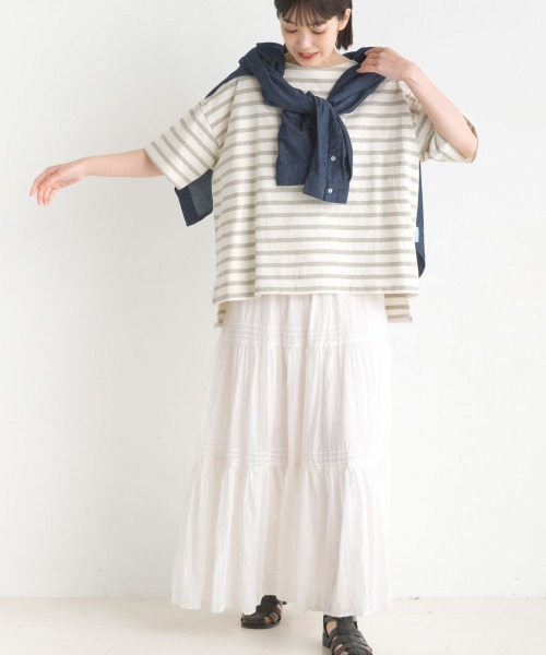 「OMNES」 長袖ブラウス X-LARGE インディゴブルー レディース_画像8