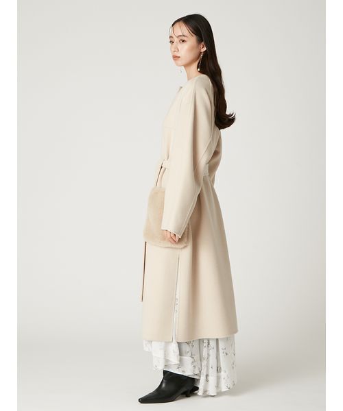 FRAY I.D フレイアイディー　リバーコート　ロングコート　アイボリー　白 FRAY I.D（フレイ・アイディー） ジャケット ノーカラージャケット