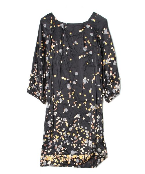 「DIANE von FURSTENBERG」 花柄7分袖ワンピース 4 ブラック レディース_画像2