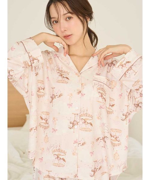 SNIDEL HOME パジャマ ルームウェア カルーセルプリント開襟シャツ