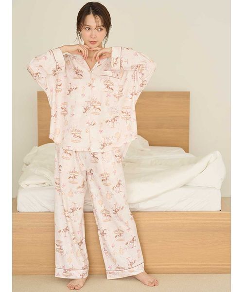 SNIDEL HOME パジャマ ルームウェア カルーセルプリント開襟シャツ
