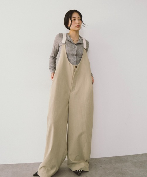 HANNE オーバーオール MEDIUM ベージュ レディース : ZOZOTOWN Yahoo