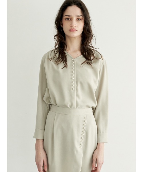 「TONAL」 長袖ブラウス 38 ベージュ レディース_画像9