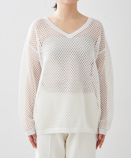 「Whim Gazette」 長袖ニット FREE オフホワイト レディース_画像5