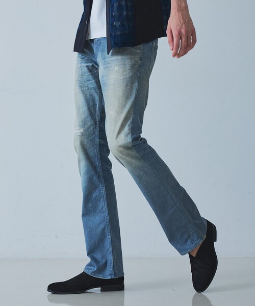 5351 POUR LES HOMMES ジーンズ 「プリント」フレア デニム パンツ 