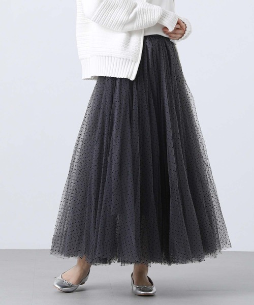 RED VALENTINO チュールドットロングスカート RED VALENTINO（ヴァレンティノレッド）ひざ丈スカート 白 サイズ:40(M