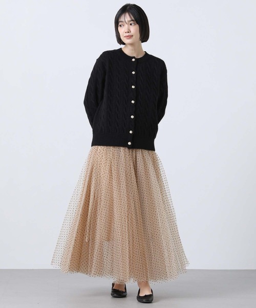 試着のみ　グレディブリリアン　スカート フレア ギャザー チュール ベージュ Gready Brilliant（グレディブリリアン） スカート ドットチュール