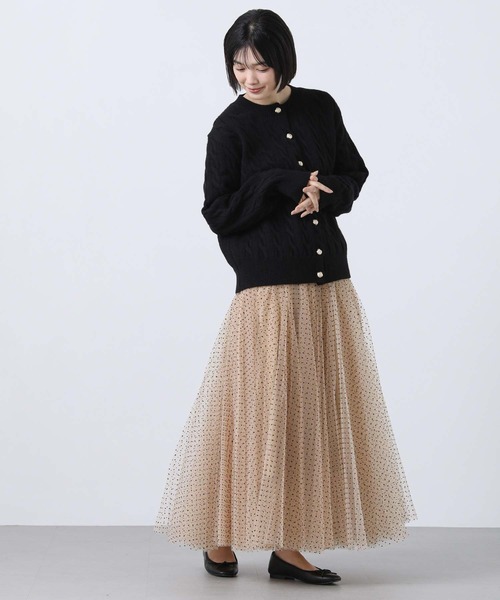 試着のみ　グレディブリリアン　スカート フレア ギャザー チュール ベージュ Gready Brilliant（グレディブリリアン） スカート ドットチュール