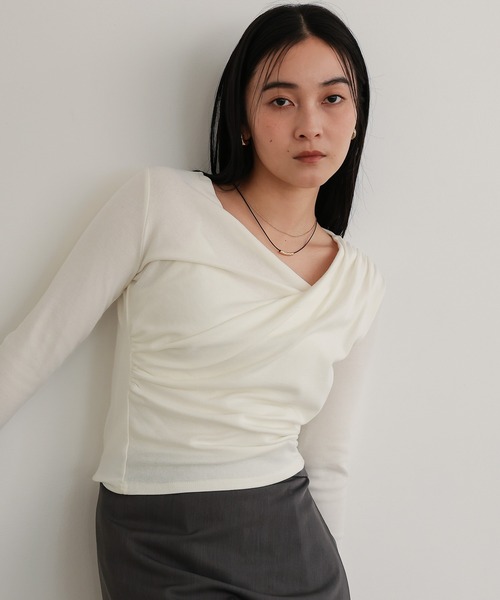 tシャツ アシンメトリードレープトップス レディース : ZOZOTOWN Yahoo