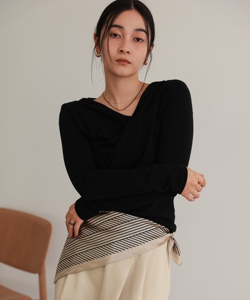 tシャツ アシンメトリードレープトップス レディース : ZOZOTOWN Yahoo