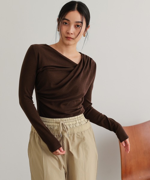 tシャツ アシンメトリードレープトップス レディース : ZOZOTOWN Yahoo