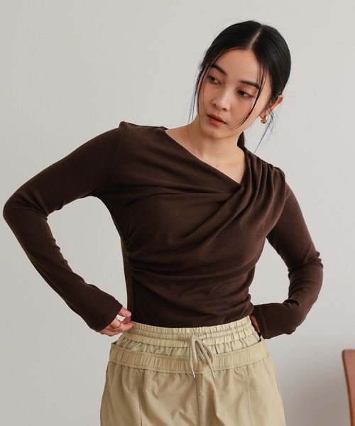tシャツ アシンメトリードレープトップス レディース : ZOZOTOWN Yahoo