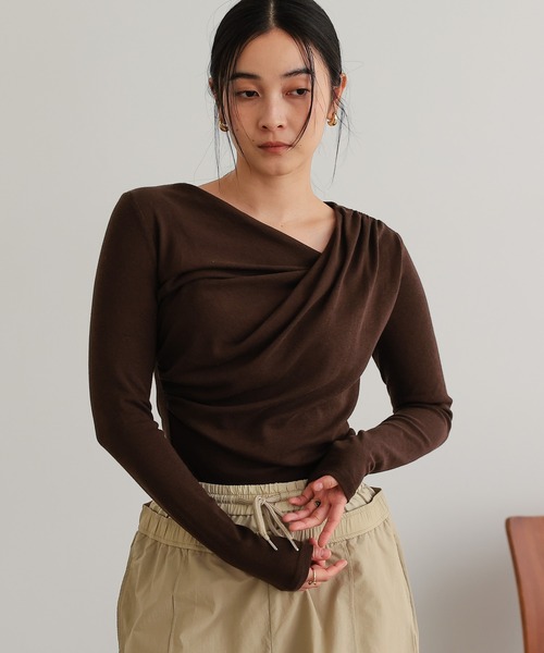tシャツ アシンメトリードレープトップス レディース : ZOZOTOWN Yahoo
