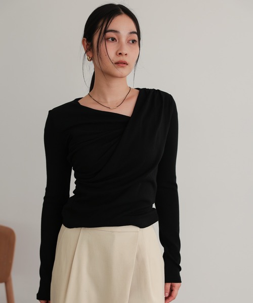 tシャツ アシンメトリードレープトップス レディース : ZOZOTOWN Yahoo
