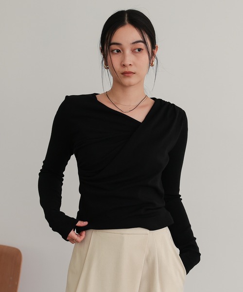tシャツ アシンメトリードレープトップス レディース : ZOZOTOWN Yahoo