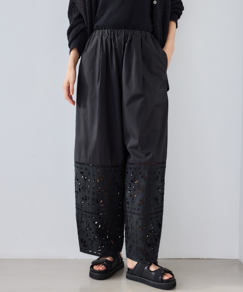 ワイドパンツ パンツ BARNYARDSTORM / エンブロイダリーパンツ / ハンドウォッシャブル「セットアップ対応」 レディースの画像