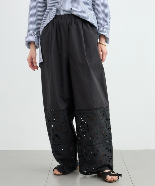ワイドパンツ パンツ BARNYARDSTORM / エンブロイダリーパンツ / ハンドウォッシャブル「セットアップ対応」 レディースの画像