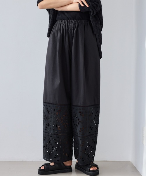 ワイドパンツ パンツ BARNYARDSTORM / エンブロイダリーパンツ / ハンドウォッシャブル「セットアップ対応」 レディースの画像