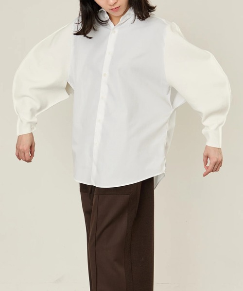 シャツ 「i'm here」KNIT SLEEVE : DOCKING SHIRTS メンズの画像