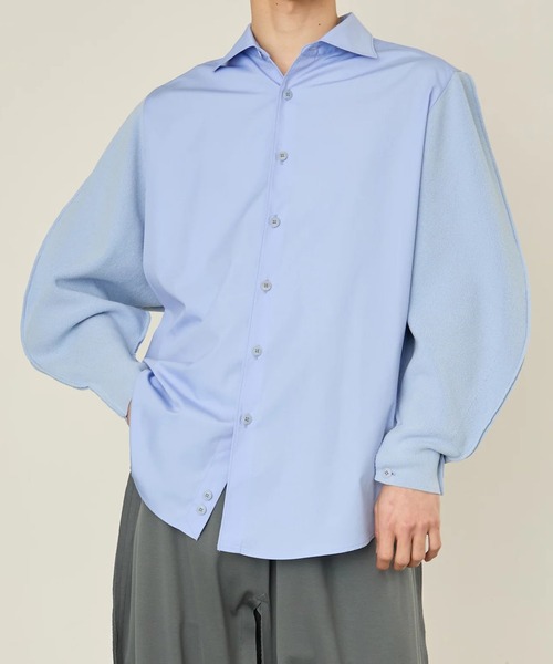 シャツ 「i'm here」KNIT SLEEVE : DOCKING SHIRTS メンズの画像