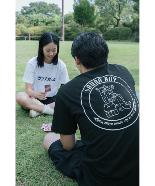 サウナボーイ tシャツ サウナオオカミモノクロ半袖Tシャツ メンズ