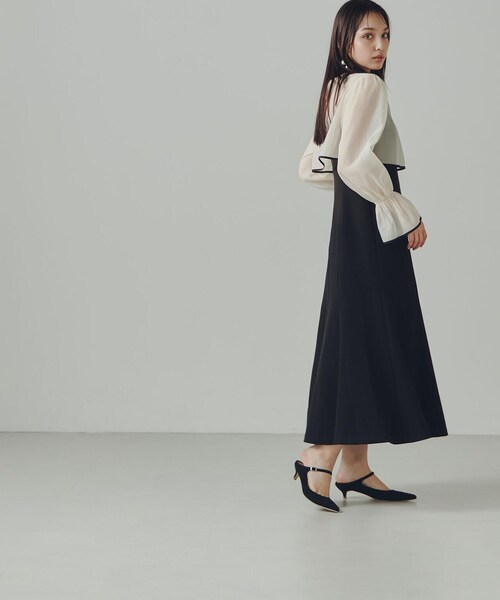「NATURAL BEAUTY BASIC」 コンビワンピース M ブラック レディースの画像