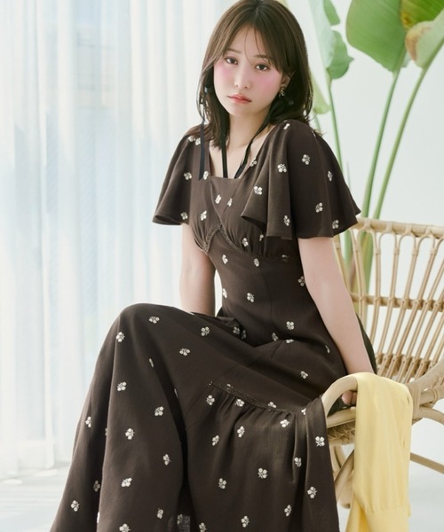 ✧定価¥64900✧新品未使用【ELISA】刺繍パイピング半袖フレアワンピース WILLSELECTION（ウィルセレクション） ワンピース 夏 半袖 小花刺繍