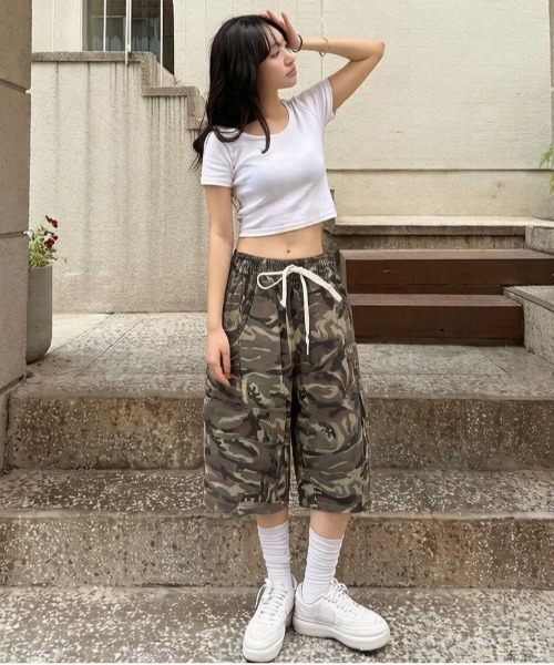 gossip!ロサンゼルス tシャツ Y2K迷彩柄 カモフラージュ ウエストゴム
