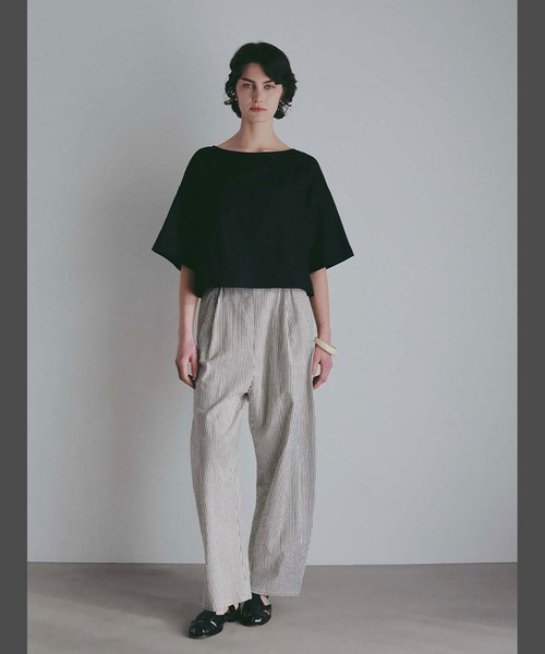 HER. リネンシャツ ブラウス シャツ コットンリネンパナマTブラウス