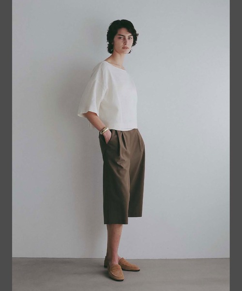 HER. リネンシャツ ブラウス シャツ コットンリネンパナマTブラウス 