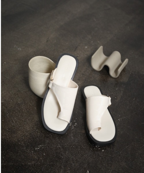 「Piedi Nudi」 「miiyou」フラットサンダル M ブラック レディース_画像9