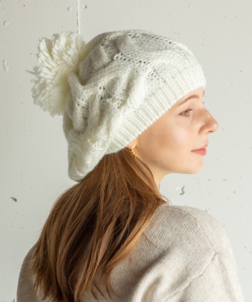 5back2cali Y's ケーブル編み ニット ベレー帽 22AW ケーブル編みニットベレー帽 ダークグレー キャップ 凛 通販 674857