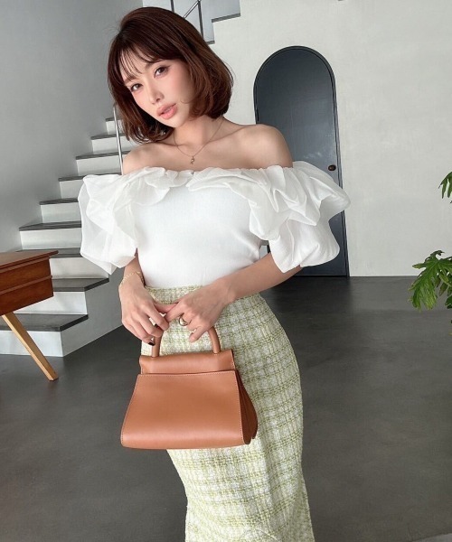 未使用✨エイミー ツイードマーメイドスカート eimy istoire スカート スプリングツイードマーメイドスカート