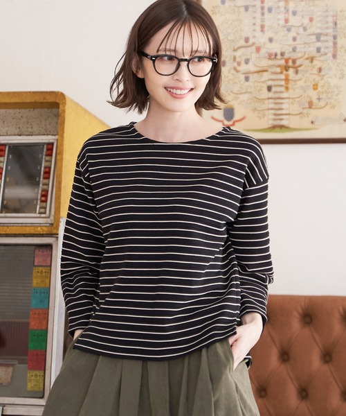 ikka（イッカ） tシャツ リップル袖切り替え長袖プルオーバー