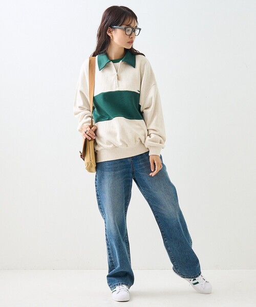 トレーナー スウェット TOWN CRAFT × FREAK'S STORE/タウンクラフト  別注 ポロ 配色 スウェット レディース FREAK'S STORE トレーナー スウェット TOWN CRAFT × STORE
