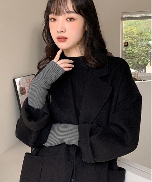 Port（ポート） アームカバー リブ ニット ショート アームウォーマー